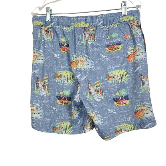 Original Penguin Men's Blue Lightweight Elastic Waistband Tropical Swim Trunks L - Picture 2 of 14